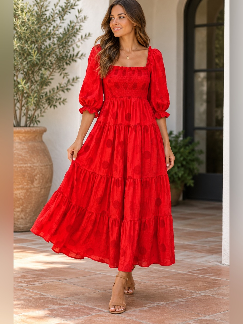 Umgee Poppy Dress Maxi Dress in Red Size Small NWT